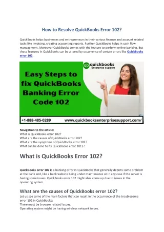 how to resolve quickbooks error 102