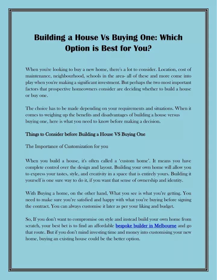 building a house vs buying one which option