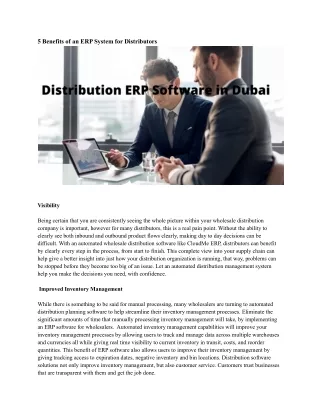 5 benefits of an erp system for distributors