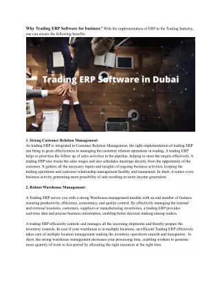 why trading erp software for business with