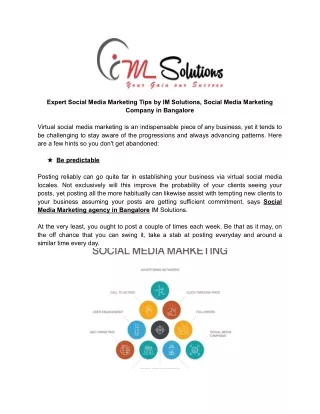 Expert Social Media Marketing Tips by IM Solutions, Social Media Marketing Company in Bangalore