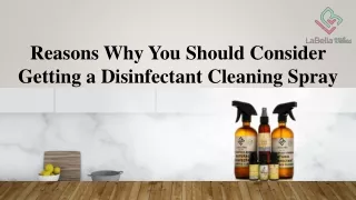 Reasons Why You Should Consider Getting a Disinfectant Cleaning Spray