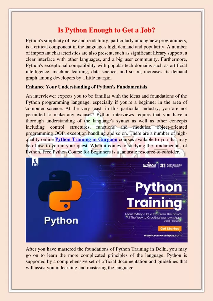 is python enough to get a job