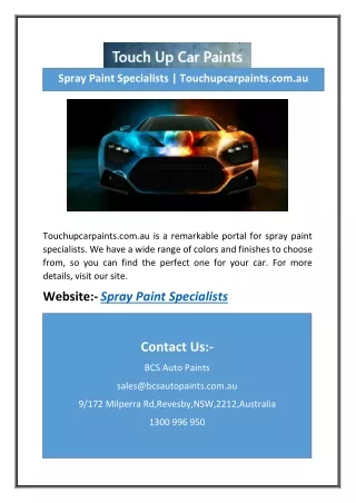 spray paint specialists touchupcarpaints com au