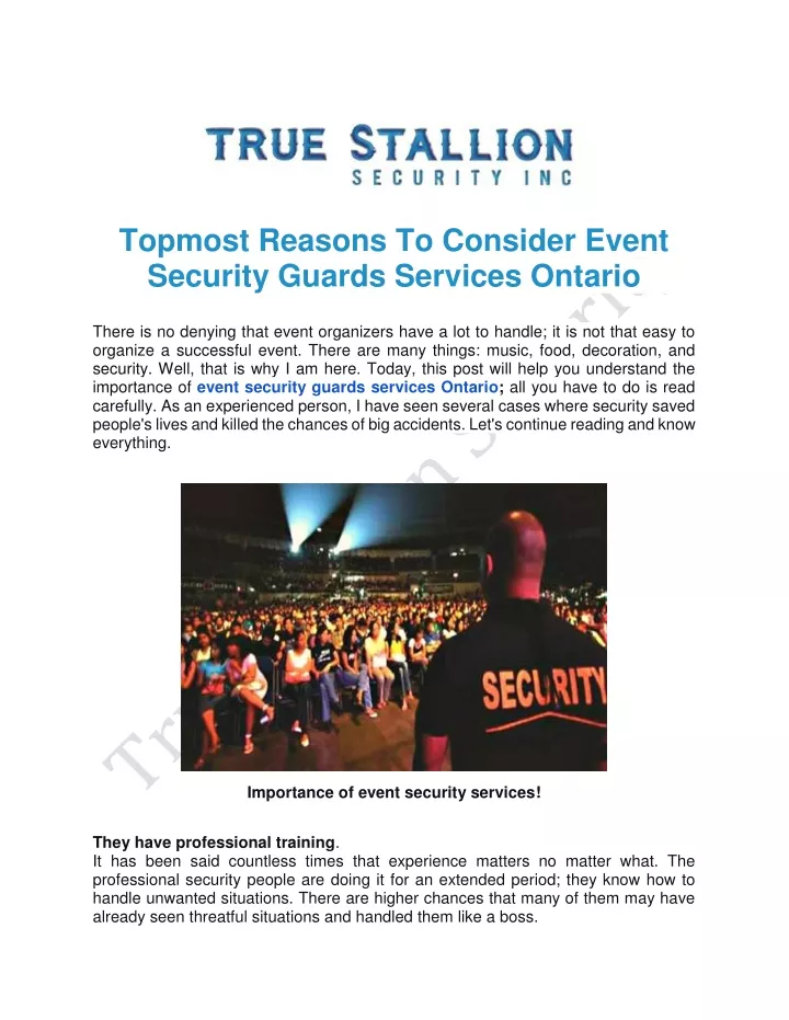 topmost reasons to consider event security guards