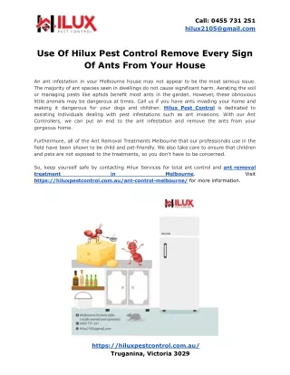 Use Of Hilux Pest Control Remove Every Sign Of Ants From Your House