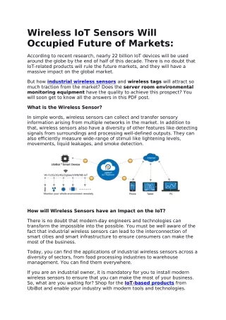 wireless iot sensors will occupied future
