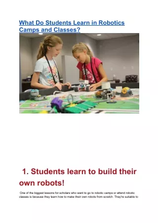 what do students learn in robotics camps