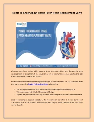 Points To Know About Tissue Patch Heart Replacement Valve