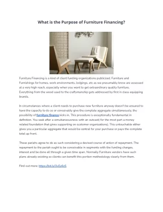 what is the purpose of furniture financing