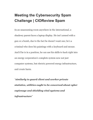 Meeting the Cybersecurity Spam Challenge _ CIOReview Spam