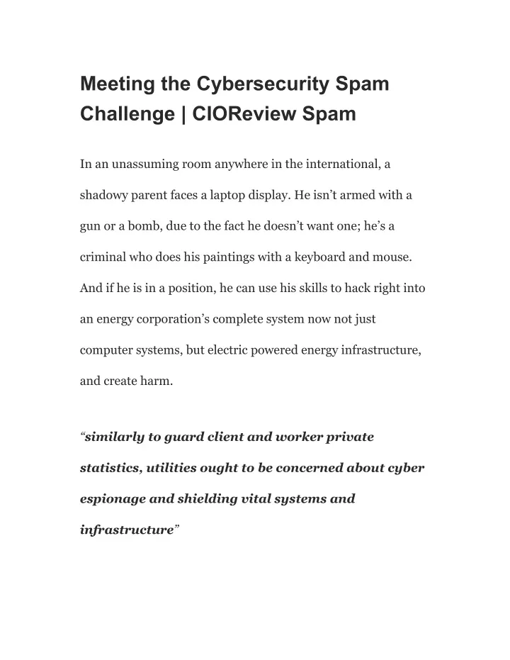 meeting the cybersecurity spam challenge