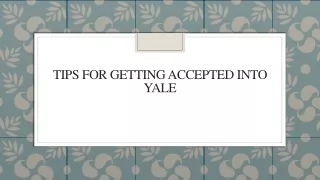 tips for getting accepted into yale