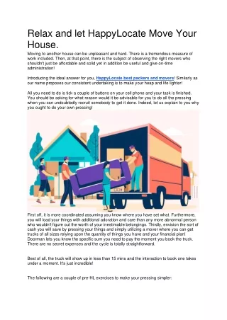 relax and let happylocate move your house moving