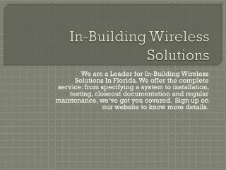 In-Building Wireless Solutions