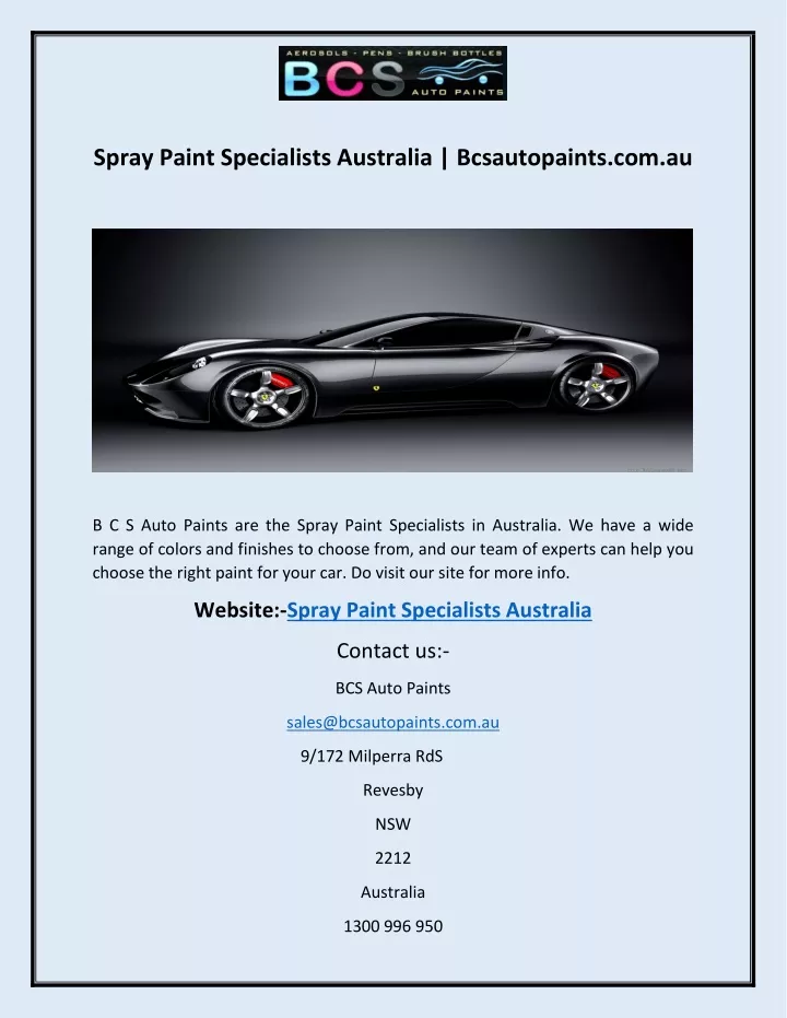 spray paint specialists australia bcsautopaints