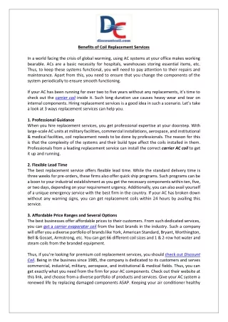 benefits of coil replacement services