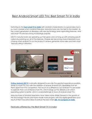 Best Android Smart LED TVs Best Smart TV in India