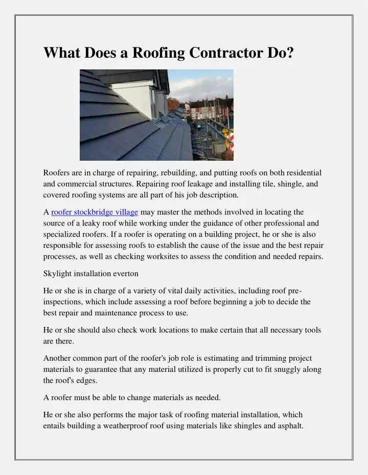 what does a roofing contractor do