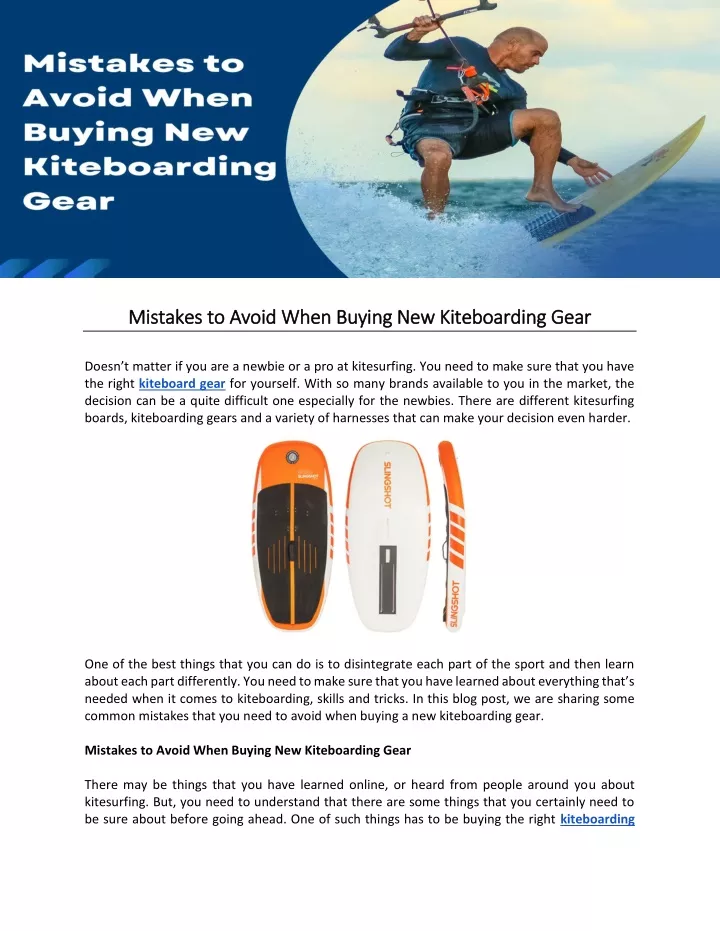 mistakes to avoid when buying new kiteboarding