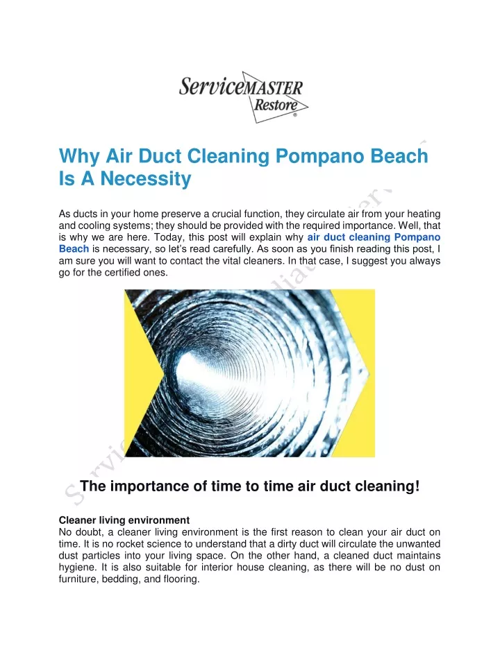 why air duct cleaning pompano beach is a necessity