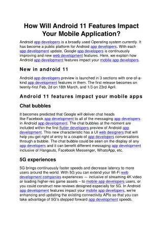 how will android 11 features impact your mobile