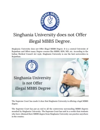 singhania university does not offer illegal mbbs