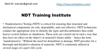 MEC- NDT Training Institute in Coimbatore