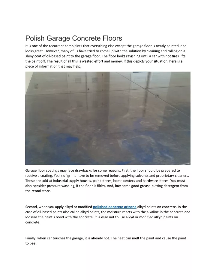 polish garage concrete floors