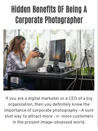 Hidden Benefits Of Being A Corporate Photographer