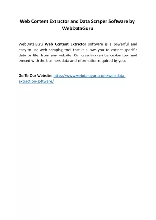 web content extractor and data scraper software