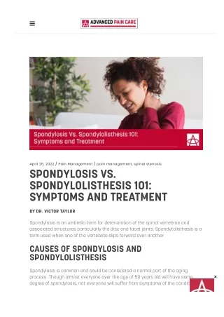 Spondylosis Spondylolisthesis 101: Symptoms and Treatment