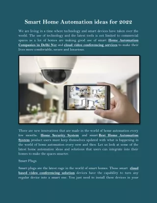 Smart Home Automation ideas for 2022