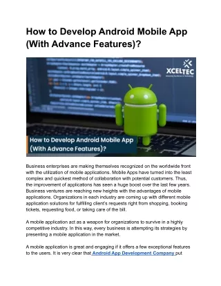 how to develop android mobile app with advance