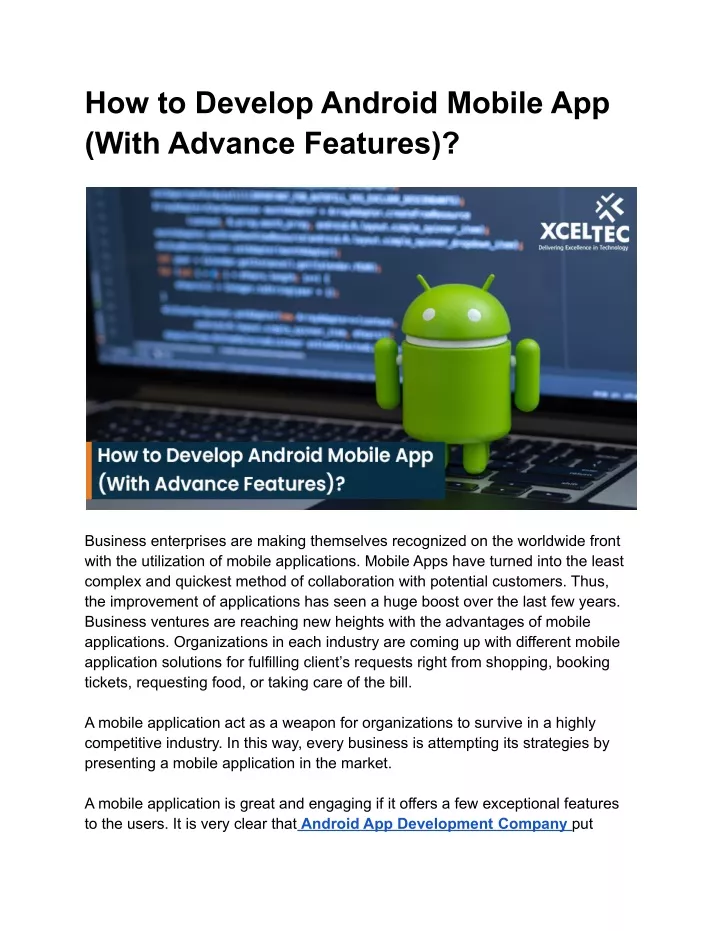 how to develop android mobile app with advance