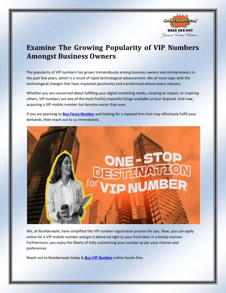 examine the growing popularity of vip numbers