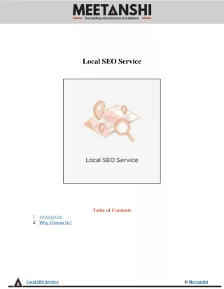 local seo service table of contents