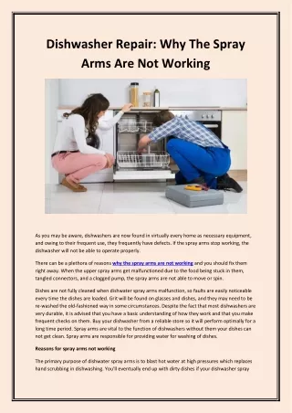 Why The Spray Arms Are Not Working