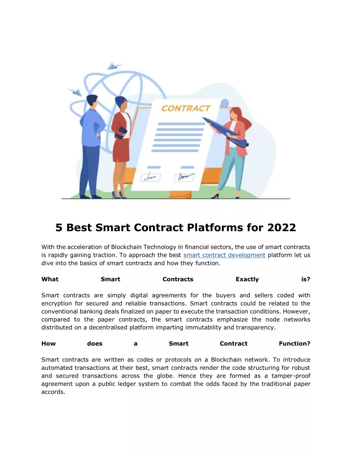 5 best smart contract platforms for 2022 with