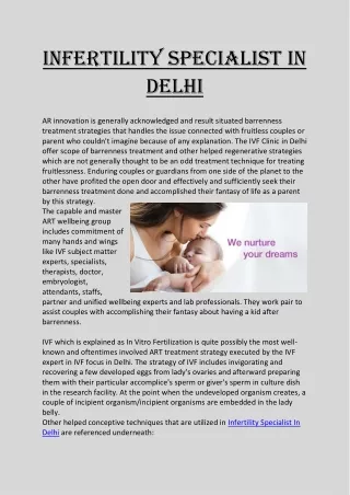 Infertility Specialist in Delhi