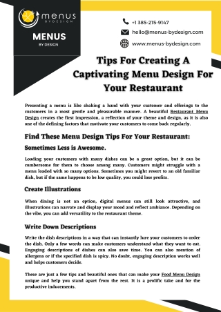Tips For Creating A Captivating Menu Design Online For Your Restaurant