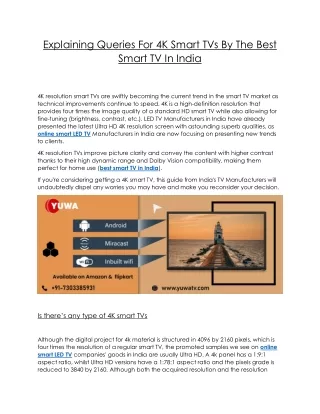 Explaining Queries For 4K Smart TVs By The Best Smart TV In India