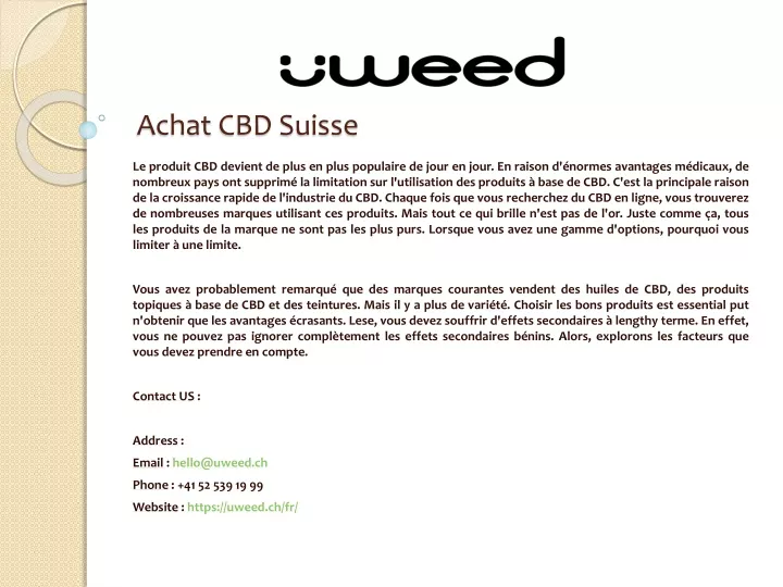 achat cbd suisse