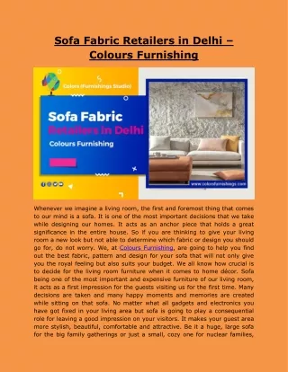 Sofa Fabric Retailers in Delhi – Colours Furnishing