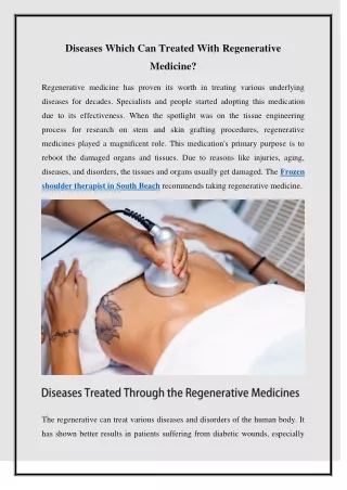 What Diseases Can Be Treated With Regenerative Medicine