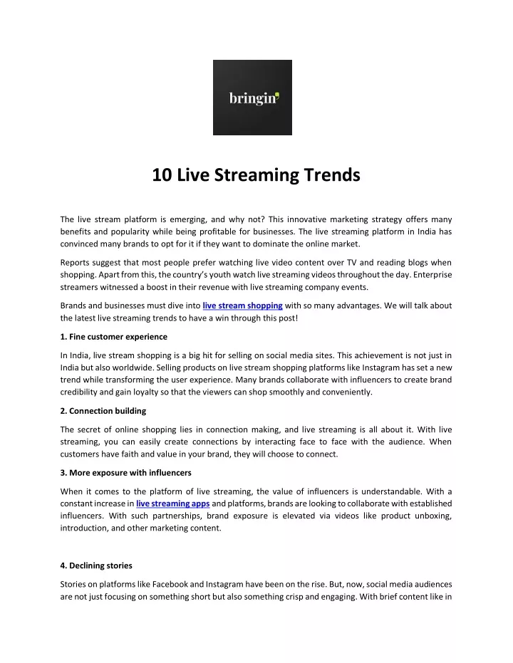 10 live streaming trends