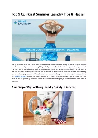 Top 9 Quirkiest Summer Laundry Tips & Hacks - Prime Laundry