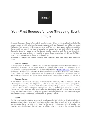 Your First Successful Live Shopping Event in India