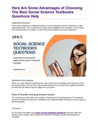 Social Science Textbooks Questions With Solutions