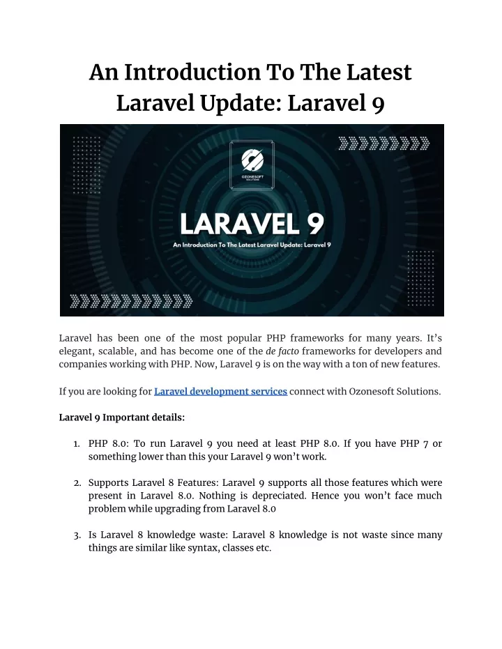 PPT - An Introduction To Latest Laravel Update_ Laravel 9 PowerPoint ...